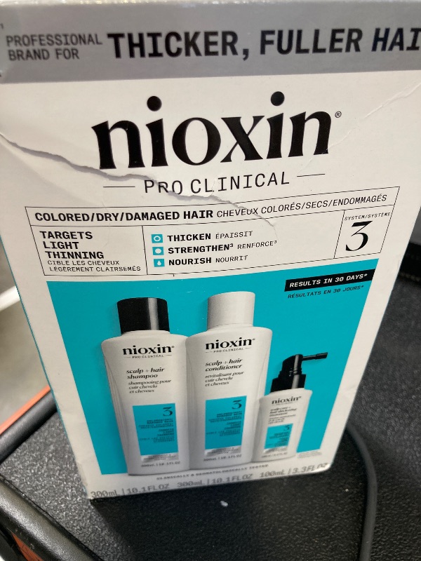 Photo 1 of Nioxin Scalp + Hair Thickening System 3 | For Colored or Damaged Hair with Light Thinning | With Niacinamide and Biotin | Full Size| 3 Month Supply