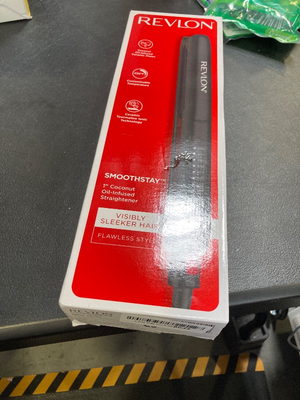 Photo 1 of REVLON Smoothstay 1 Inch Hair Straightener - Coconut Oil Infused Flat Iron Helps Enhance Shine & Smoothness, Reduces Frizz, Sleek Straight Hair