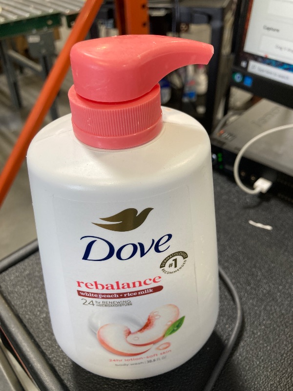 Photo 1 of Dove Body Wash Rebalance White Peach & Rice Milk For 24hr Lotion-Soft Skin Moisturizing Skin Cleanser with No Sulfates No Parabens 30.6 oz