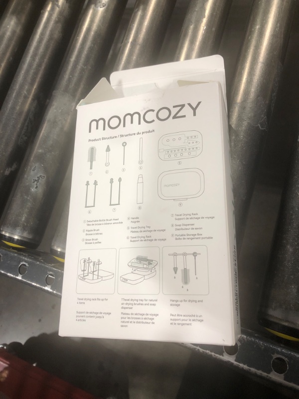 Photo 1 of Momcozy Bottle Brush Set - Baby Bottle Cleaner Kit with Silicone Brush, Nipple Brush, Straw Brush, Soap Dispenser, Drying Rack - 7 in 1 Bottle Cleaning Tool for Home and Travel, Green