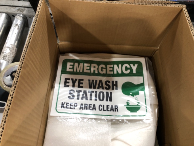 Photo 1 of creahub Eye Wash Station, Portable Wall-Mounted Emergency Eye Wash Station with Eye Wash Sign, Hands-Free Operation Stainless Steel Eye Washing Station (Yellow)