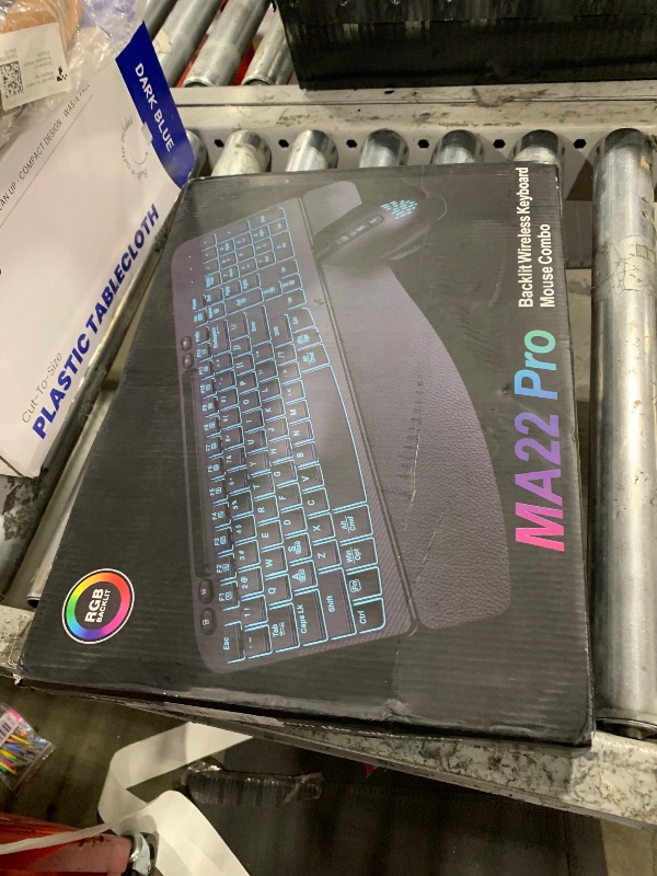 Photo 1 of SABLUTE Wireless Keyboard and Mouse Combo - Ergonomic Wave Keyboard with Soft Leather Wrist Rest, Phone Holder, Rechargeable, RGB Backlit Mouse, Full-Size Set for Windows/Mac/Computer (Black)