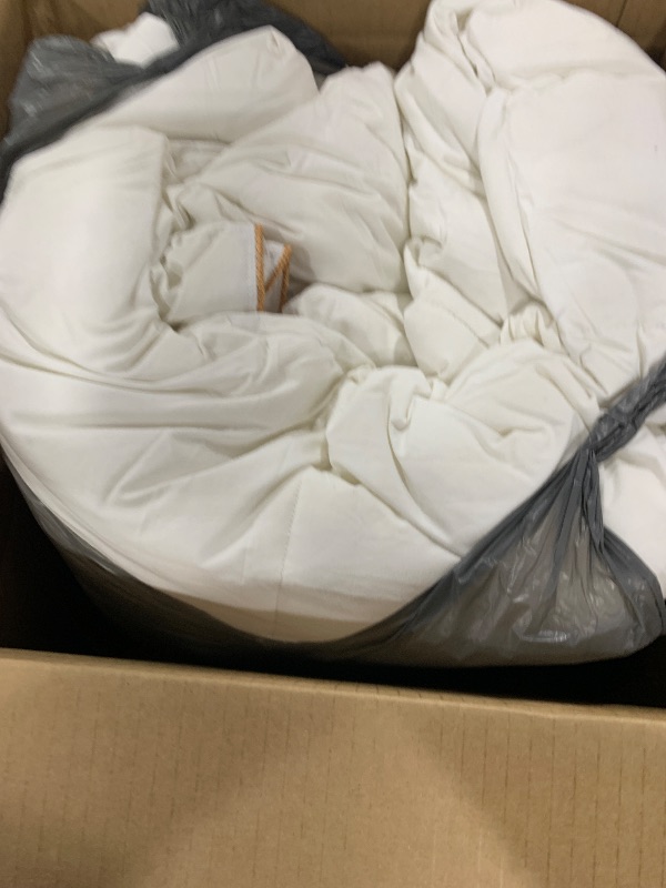 Photo 1 of WhatsBedding Feather Down Fiber Comforter King Size, 100% Cotton Duvet Insert for All Season, Hotel Collection, 8 Corner Loops, 90x106 in, Gold Piping