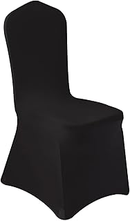 Photo 1 of SINGLE SET Black Polyester Spandex Chair Covers - Stretch Slipcovers for Wedding, Party, Dining, Banquet