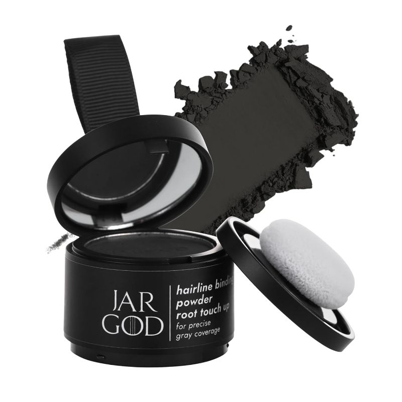 Photo 1 of Hairline Powder Root Touch-Up Temporary Concealing Powder for Women & Men, Instant Gray Coverage, Black (0.14 Ounce, Pack of 1)