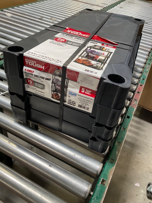 Photo 1 of MINOR DAMAGE---Hyper Tough 13.88"D x 30"W x 56.2"H 4 Shelf Plastic Garage Shelves Black