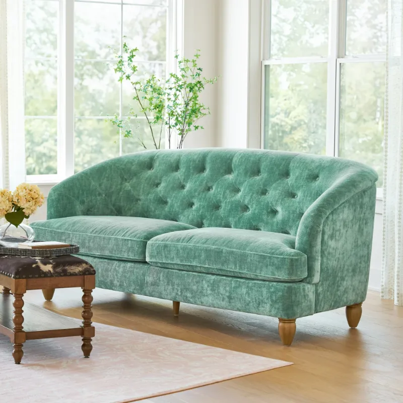 Photo 1 of The Pioneer Woman PW3436211066126 Laurel Tufted Sofa, Teal Velvet, 79.53 in, Jade