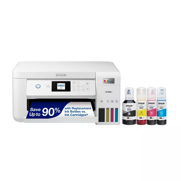 Photo 1 of Epson EcoTank ET-2850 Wireless Color All-in-One Cartridge-Free Supertank Printer, Copier, Scanner - White