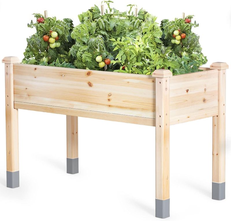 Photo 1 of MIXC Wooden Raised Garden Bed with Legs, 48”L X 24”W, Elevated Reinforced Large Planter Box for Vegetable Flower Herb Outdoors - Beam and Column Structure - Unmatched Strength Outlast