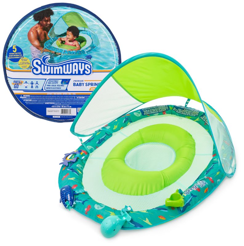 Photo 1 of SwimWays Baby Spring Float Splash N Play, Baby Pool Float with Canopy & UPF Protection, Swimming Pool Accessories for Kids 9-24 Months
