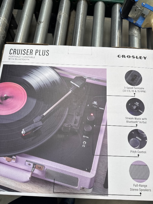 Photo 1 of Crosley CR8005F-LN Cruiser Plus Vintage 3-Speed Bluetooth in/Out Suitcase Vinyl Record Player Turntable, Lavender