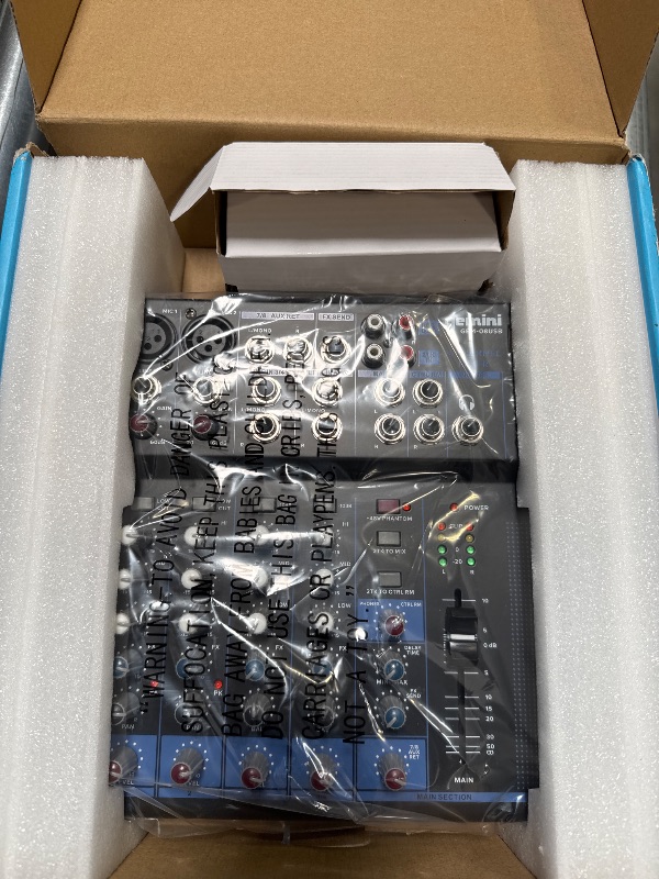 Photo 1 of Gemini 8-Channel Audio Mixer with USB Playback, FX, EQ & Phantom Power – Mini Sound Mixer Board, DJ Mix Console, USB Mixer for Music, Podcast, Live Sound, Content Creation & Studio Recording