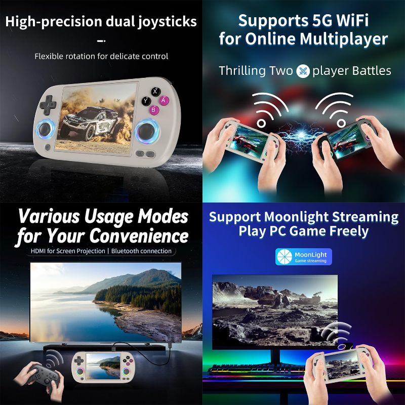 Photo 1 of RG40XX H Retro Handheld Game Console 4.0-inch IPS Screen Linux System Game Player 64GB Card Preloaded 5000+ Games RGB Lighting 3200mAh Battery(RG40XX H-Gray)