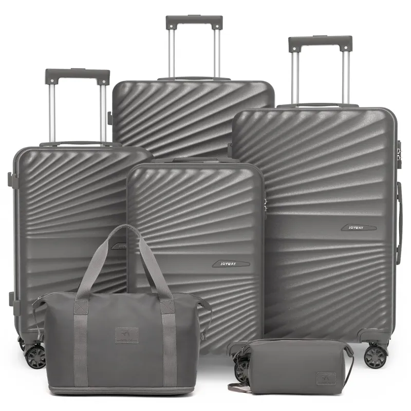 Photo 1 of Joyway Luggage Set 6 Piece ABS Hardside Lightweight Suitcase with TSA Lock Spinner Wheels (18/20/24/28),Grey
