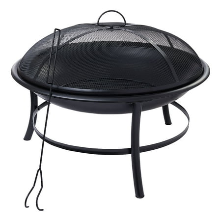 Photo 1 of Mainstays 26 Round Iron Outdoor Wood Burning Fire Pit Black
