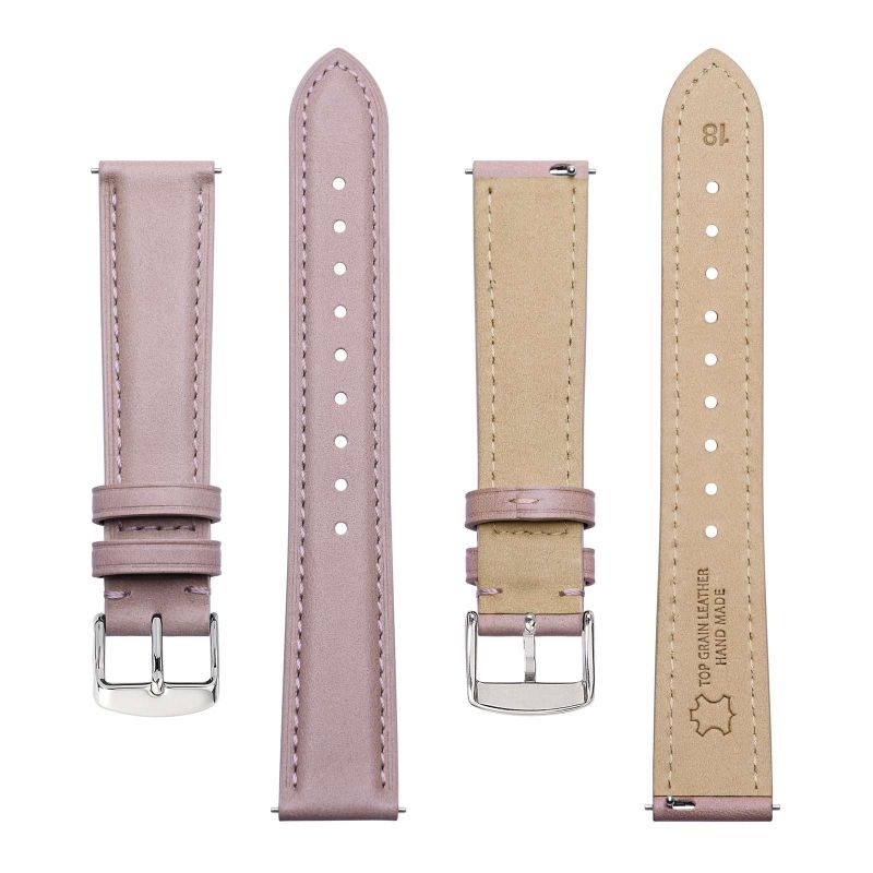 Photo 1 of BISONSTRAP Elegant Leather Watch Straps, Quick Release, Watch Bands for Women and Men, 12mm, Light Pink (Silver Buckle)