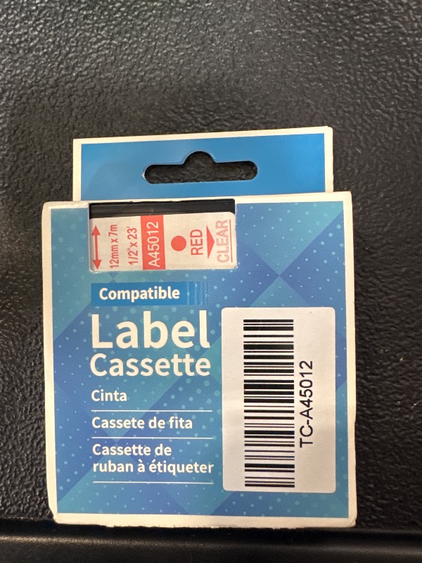 Photo 1 of GREENCYCLE Label Maker Tape 45012 S0720520 Compatible for DYMO D1 1/2" (12mm) x 23ft (7m) for LabelManager 210D 220P 260P 160 280 420P 350 360D 450 COLORPOP LMPnP LP250 (Red Print on Clear,