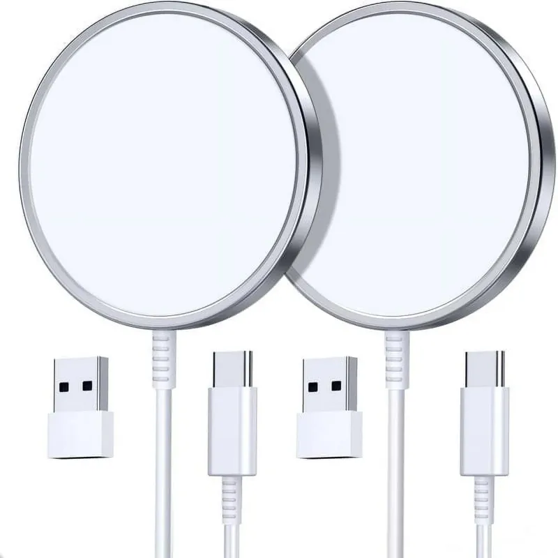 Photo 1 of OANDYS 2 Pack Fast Wireless Charger for iPhone 15/14/13/12 /AirPods 3/2?Silver Magsafe Charger?