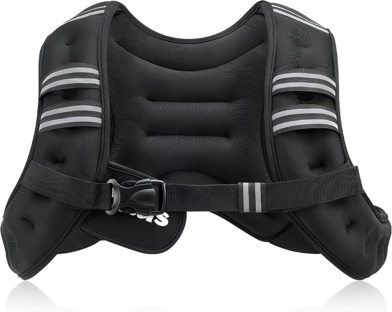 Photo 1 of ZELUS Weighted Vest, 3.6/5.4/7.3/9.1/11.4/13.6 kg Weight Vest for Men and Women, Body Weight Vest with Reflective Stripe & Armband Pouch for Home Gym Strength Training Weight Loss Workout
