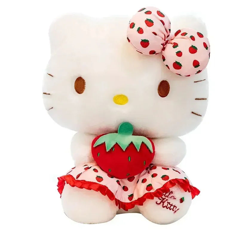 Photo 1 of New Sanrio Kawaii Hello Kitty Strawberry Plush Toy Kt Cat Doll Girl Room Decoration Sleeping Throw Pillow Kids Xmas Gift