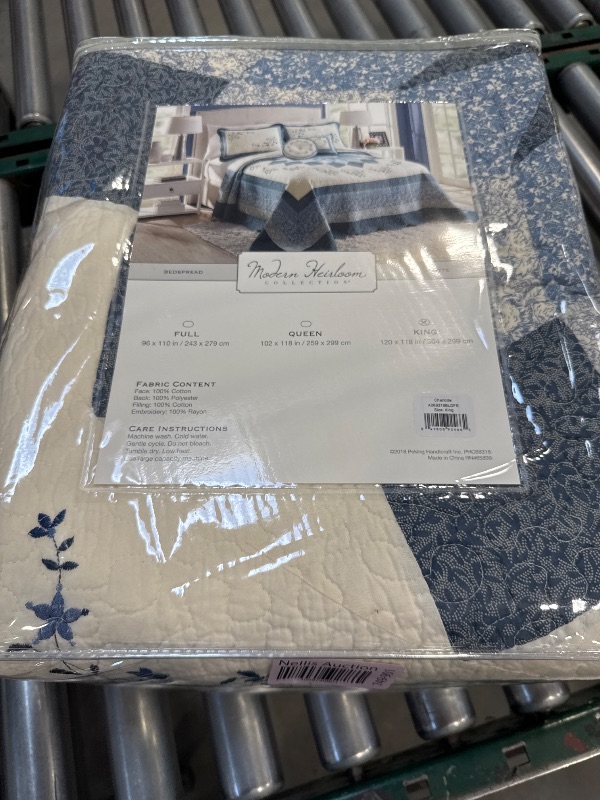 Photo 1 of MODERN HEIRLOOM Blue Floral Embroidered Quilted Bedspread - Lightweight Breathable All Seasons Bedding, King Size