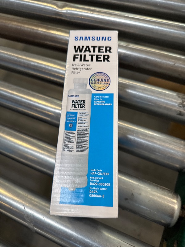 Photo 1 of SAMSUNG Genuine Filter for Refrigerator Water and Ice, Carbon Block Filtration for Clean, Clear Drinking Water, 6-Month Life, HAF-CIN/EXP, 1 Pack