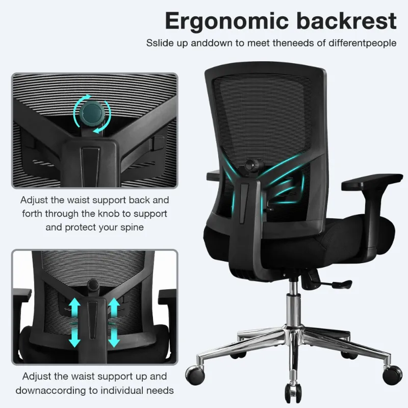 Photo 1 of JONPONY Office Chair Widen 3D Cushion Ergonomic Office Chair with 4D Office Desk Chair for Adult Heavy Duty Mesh Computer Chair