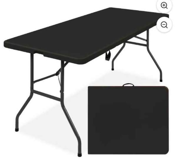 Photo 1 of Best Choice Products 6ft Plastic Folding Table, Indoor Outdoor Heavy Duty Portable w/ Handle, Lock - Black