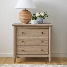 Photo 1 of My Texas House Monroe 3 Drawer Nightstand with USB, Brushed Oak Finish