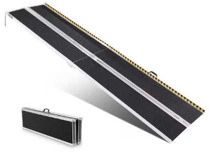 Photo 1 of Portable Wheelchair Ramp 120 in. x 29 in. x 3 in. Non-Slip Aluminum Folding Threshold Ramp 800 lbs. Scooter Ramp 10 ft.