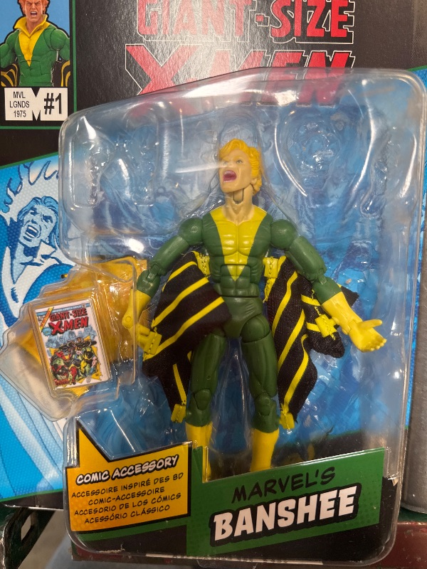 Photo 1 of Marvel Legends Series Banshee, Giant-Size X-Men #1 (1975) Comics-Inspired Collectible 6-Inch Scale Action Figure with Character-Sized Comic Accessory