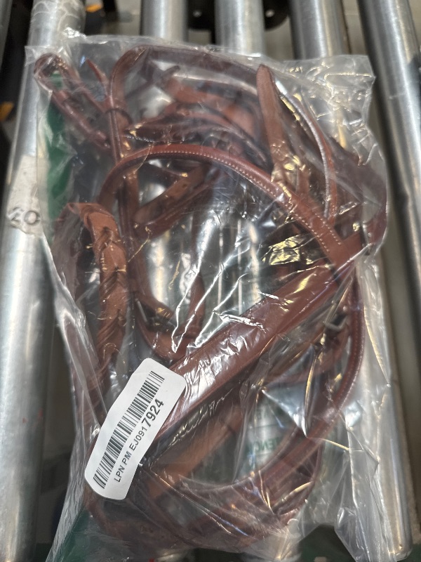 Photo 1 of Everyday Raised Fancy Stitched Leather English Schooling Bridle with Laced Reins, Stainless Steel Hardware - Pony, Chestnut