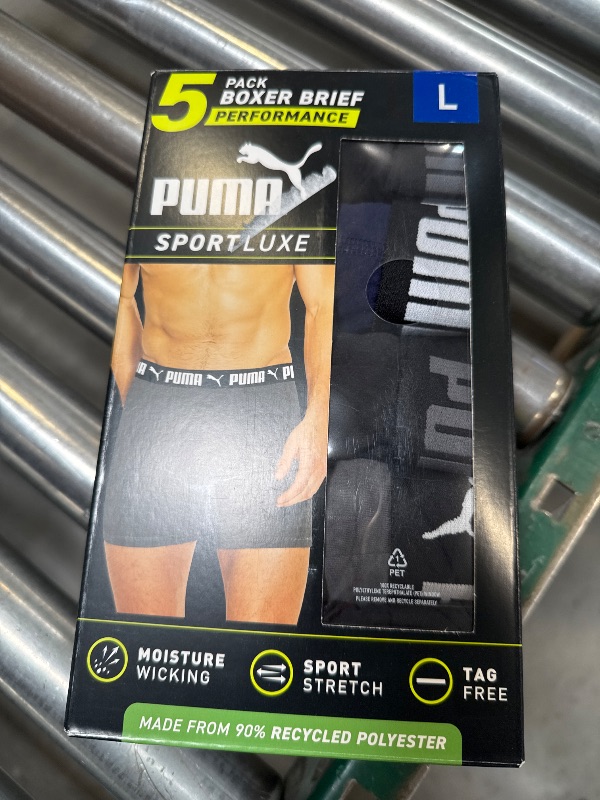 Photo 1 of Puma Men's Microfiber Boxer Brief, 5-pack (Large, Black / Grey / Blue)