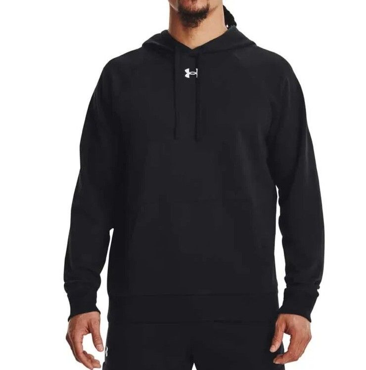 Photo 1 of NEW Under Armour Mens L UA Rival Fleece Hoodie Black Loose Fit Cotton