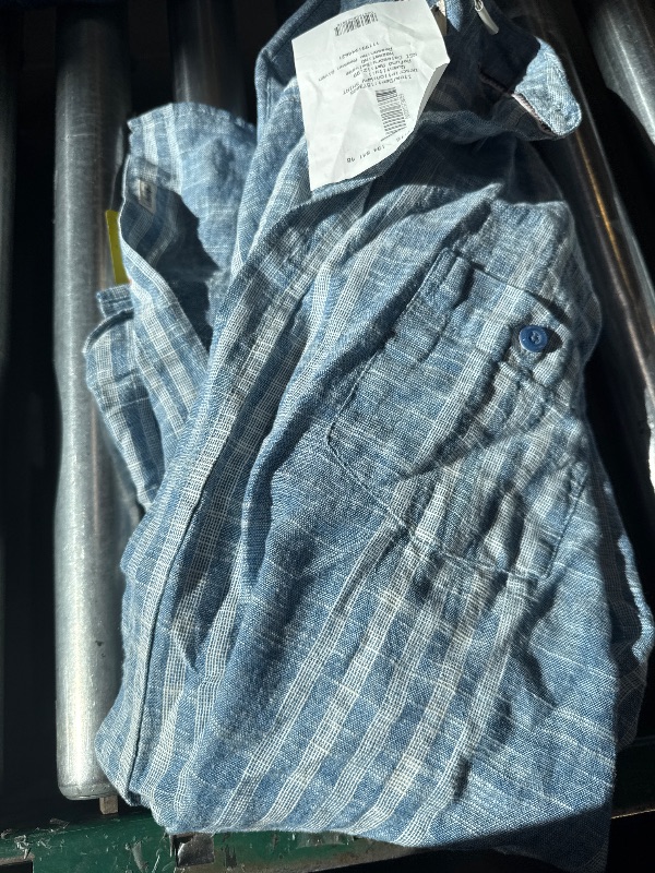 Photo 1 of Weatherproof Vintage Men's Short Sleeve Linen Cotton Blend Woven Button Down Shirt (US, Alpha, XL, Regular, Regular, Blue)