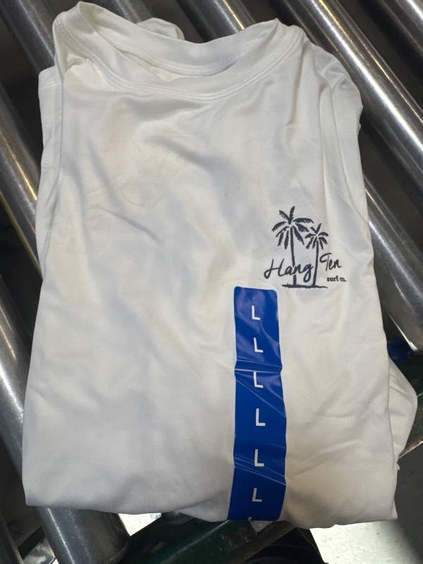 Photo 1 of HANG TEN Men's Long Sleeve Sun Tee (US, Alpha, Large, Regular, Regular, Coastline White)