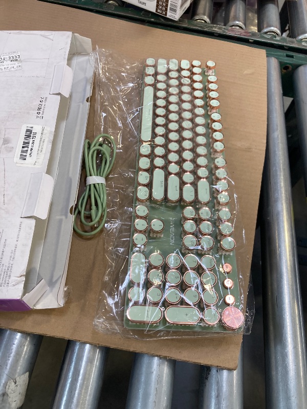 Photo 1 of EWEADN V20 Typewriter Keyboard Wireless, 104 Keys Typewriter Style Mechanical with White Backlit, Media Knob, Pink Switch 2.4G/Bluetooth/USB-C Wired Retro Full Size Keyboard for Windows/Mac/PC-Green
