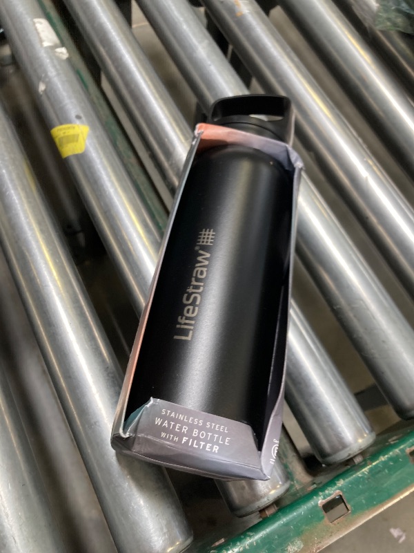 Photo 1 of LifeStraw Go Series — Insulated Stainless Steel Water Filter Bottle for Travel and Everyday Use Removes Bacteria, Parasites and Microplastics, Improves Taste, 24oz Nordic Noir