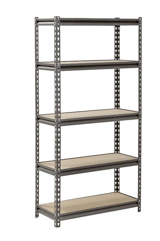 Photo 1 of Muscle Rack UR301260PB5P-SV Silver Vein Steel Storage Rack, 5 Adjustable Shelves, 4000 lb. Capacity, 60" Height x 30" Width x 12" Depth, Silver