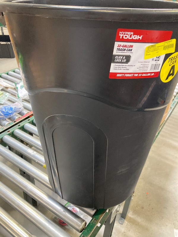 Photo 1 of Hyper Tough 32 Gallon Heavy Duty Plastic Garbage Can, Included Lid, Indoor/Outdoor, Black