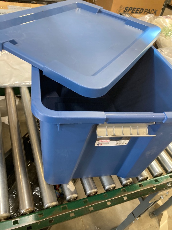 Photo 1 of Large Storage, 20 Gallon Plastic Storage Container w/ Latch Lid, Blue,Free Ships