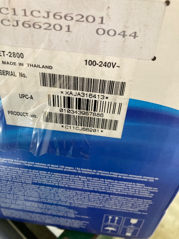 Photo 1 of NO INK----Epson EcoTank ET-2800 Wireless Color All-in-One Cartridge-Free Supertank Printer with Scan and Copy â€“ The Ideal Basic Home Printer - Black, Medium