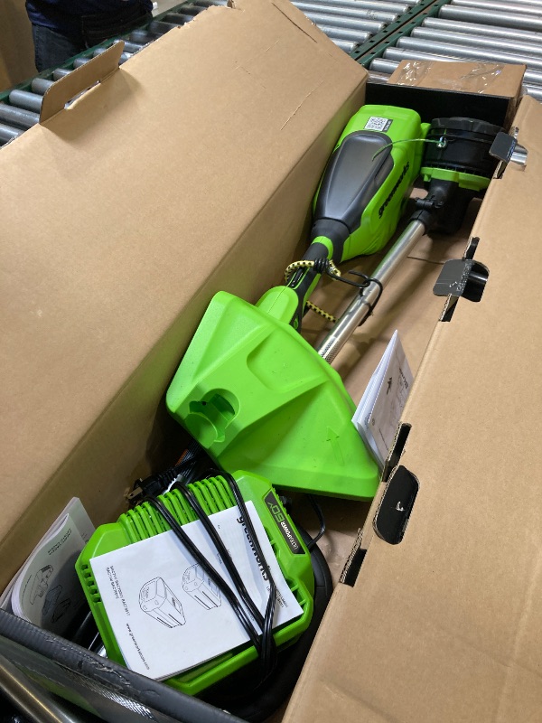 Photo 1 of USED---Greenworks 60V 16" Brushless Cordless String Trimmer - 65min Runtime for 2-Mile Fence Lines & Large Properties, 2X Quieter Than Gas, 2.5Ah Battery/Charger Included