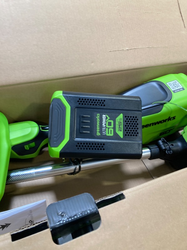 Photo 1 of USED---Greenworks 60V 16" Brushless Cordless String Trimmer - 65min Runtime for 2-Mile Fence Lines & Large Properties, 2X Quieter Than Gas, 2.5Ah Battery/Charger Included