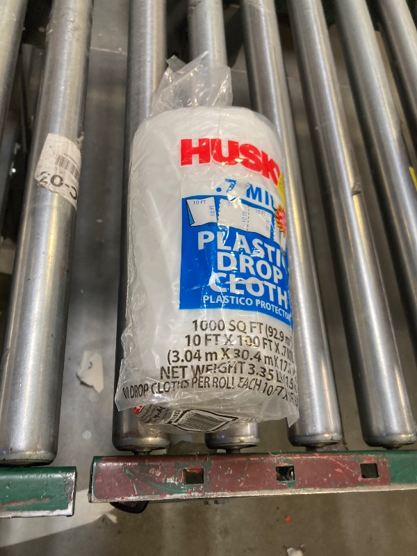 Photo 1 of Husky Plastic Drop Cloth, 10' x 100'