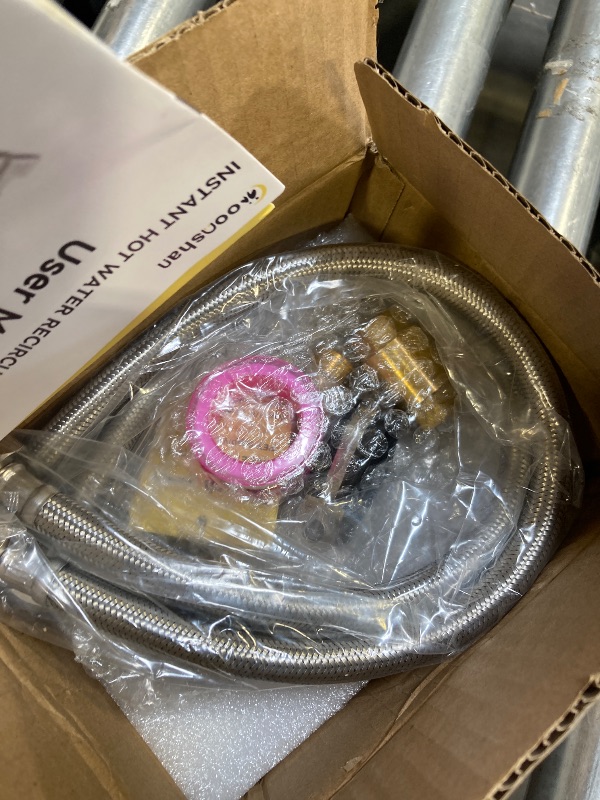 Photo 1 of Moonshan Replacement 304 Stainless Steel Sensor Valve Kit for Instant Hot Water Recirculating Pump System Includes a Bridge Valve, 2×20-Inch PEX Supply Lines Compatible With 500800, 500805
