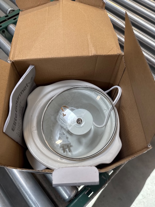 Photo 1 of Elite Gourmet MST-250XW Electric Slow Cooker Ceramic Pot Adjustable Temp, Entrees, Sauces, Stews & Dips, Dishwasher Safe Glass Lid & Crock