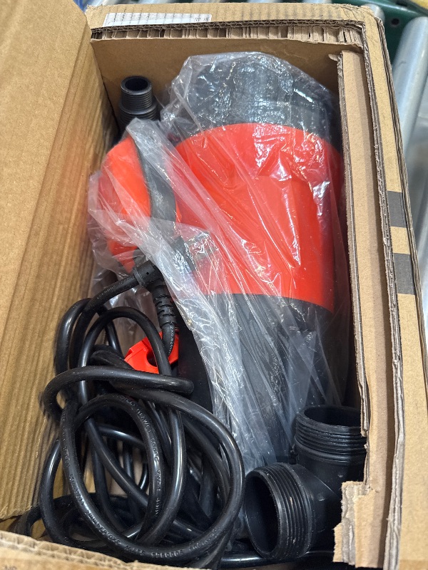 Photo 1 of Sump Pump, Prostormer 1HP 3700GPH Submersible Clean/Dirty Water Pump with Automatic Float Switch for Pool, Pond,Garden, Flooded Cellar, Aquarium and Irrigation (Orange)