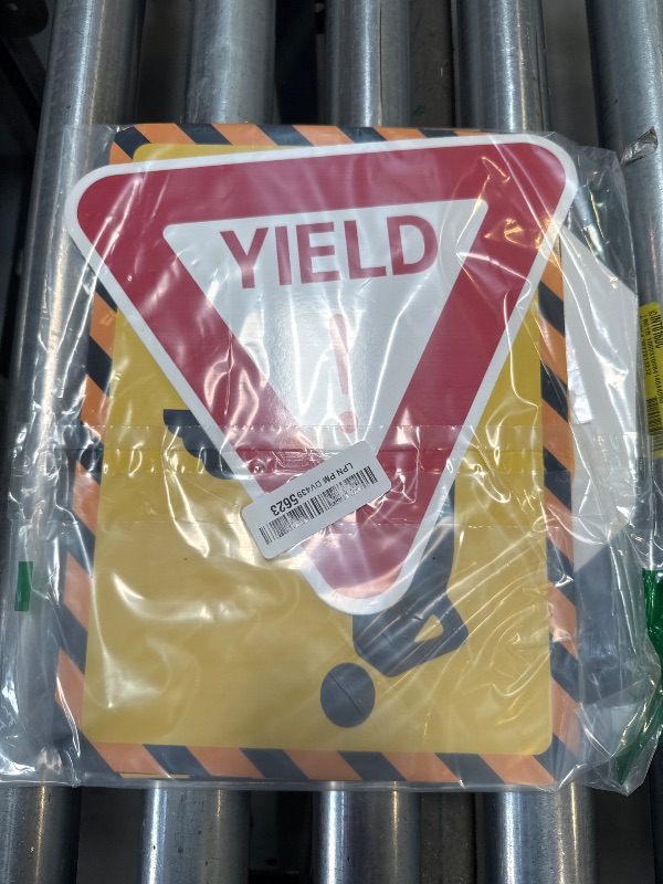 Photo 1 of 12 Pcs Construction Party Signs Traffic Zone Laminated Signs Children Paper Cutouts With Glue Points for Kids Boy Theme Dump Truck Birthday Party Supplies