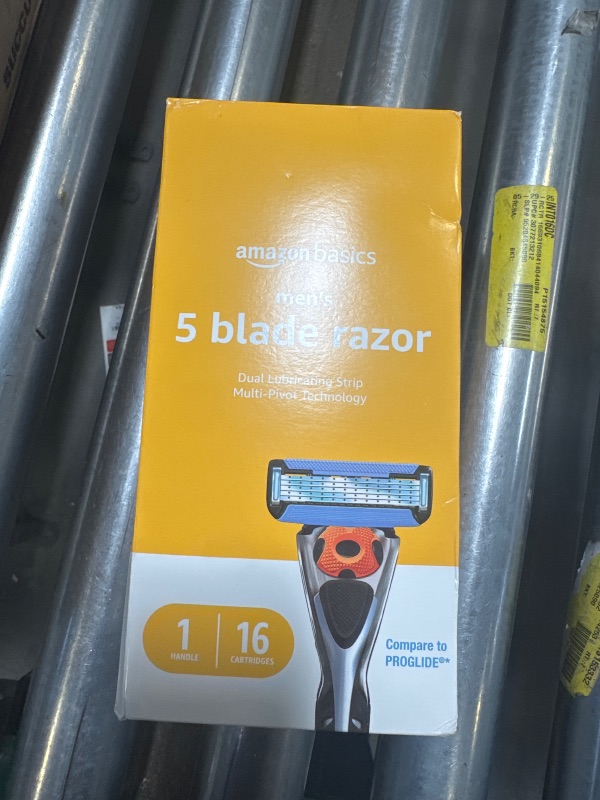 Photo 1 of Amazon Basics 5-Blade MotionSphere Men's Razor with Dual Lubrication and Precision Trimmer, 17 Piece Set, 1 Handle & 16 Cartridges, Black